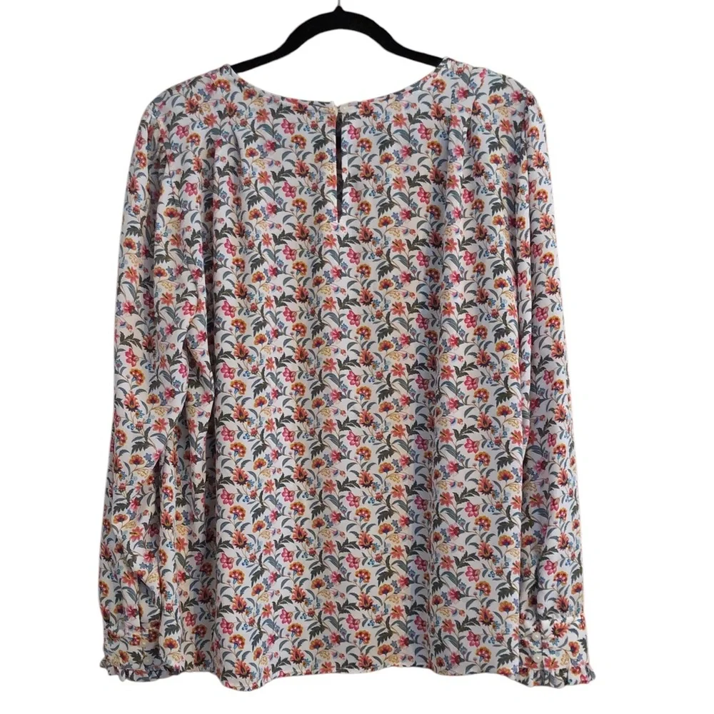 LOFT Floral Puff Sleeve LS Blouse L